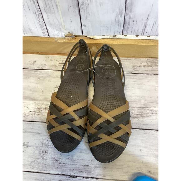 CROCS Shoes - Crocs Women Huarache Flat Sandals Bronze Espresso Croslite US 5